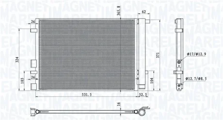 HYUNDAI Радіатор кондиціонера (конденсатор) i20 I 1.2, 1.4, 1.6 08 Magneti Marelli 350203100700