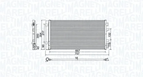 Радіатор кондиціонера MEGANE III, FLUENCE, SCENIC MAGNETI MARELLI 350203762000