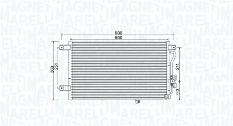 MAGNETI MARELLI MITSUBISHI Радіатор кондиціонера (конденсатор) L200 2.0, 2.4, 2.5 96- Magneti Marelli 350203987000