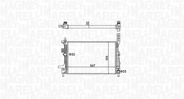 Радіатор двигуна (мкпп) FORD C-MAX II, FOCUS III, GRAND C-MAX, KUGA II, TOURNEO V408 NADWOZIE WIELKO, TRANSIT TRANSIT V408 1.5D/1.6D 07.10 Magneti Marelli 350213159700 (фото 1)