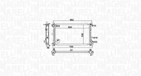 FORD радіатор водяного охолодження FOCUS 1.4 1.6 1.8 98- MAGNETI MARELLI 350213159900