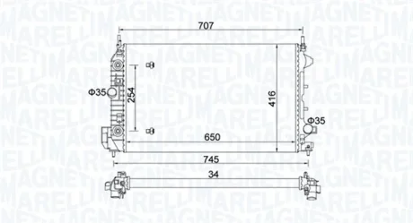 OPEL Радіатор системи охолодження двигуна (автомат) SIGNUM 1.9 CDTI 04-, VECTRA C GTS 1.9 CDTI 04-, CADILLAC, FIAT, SAAB Magneti Marelli 350213162500