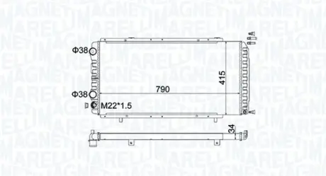 CITROEN радіатор Jumper 1,9-2.8D/TD/TDi/HDi 94- (790x415x34) MAGNETI MARELLI 350213180900