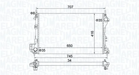 Радіатор двигуна FIAT CROMA OPEL SIGNUM, VECTRA C, VECTRA C GTS 2.0-3.2 04.02-12.10 MAGNETI MARELLI 350213195700
