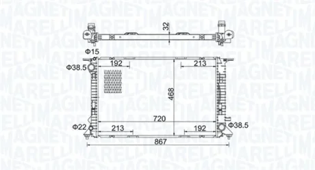 Радіатор двигуна (акпп/мкпп) AUDI A4 ALLROAD B8, A4 B8, A5, A6 ALLROAD C7, A6 C7, A7, Q5 2.7D-4.0 06.07-09.18 MAGNETI MARELLI 350213195800