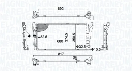 MAGNETI MARELLI BMW Радіатор системи охолодження двигуна 2 Active Tourer (F45), 2 Gran Tourer (F46), X1 (F48) Magneti Marelli 350213202800