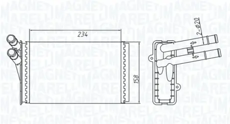 VW радіатор пічки Passat 96- AUDI 80/A4 MAGNETI MARELLI 350218409000