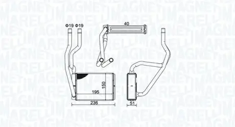 FORD радіатор опалення Fiesta V,Fusion 01-,Mazda 2 03- MAGNETI MARELLI 350218421000