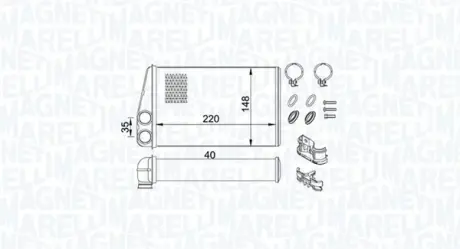 RENAULT радіатор опалення Grand Scenic II,Megane II,Scenic II MAGNETI MARELLI 350218438000
