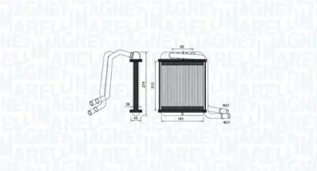 VW радіатор опалення Multivan,T5 03- MAGNETI MARELLI 350218458000