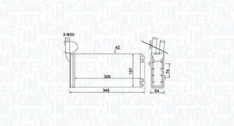 VW радіатор пічки T4 90- MAGNETI MARELLI 350218474000