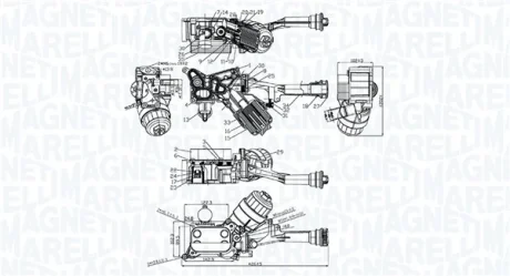 FIAT Оливний радіатор (з корпусом) 500 1.3 09-, DOBLO 1.3, 1.4 10-, LANCIA, OPEL, VAUXHALL Magneti Marelli 350300006500