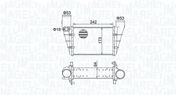 Інтеркулер AUDI A4 B5, A6 C5 VW PASSAT B3/B4, PASSAT B5, PASSAT B5.5 1.8-2.8 10.93-05.05 Magneti Marelli 351319204070 (фото 1)