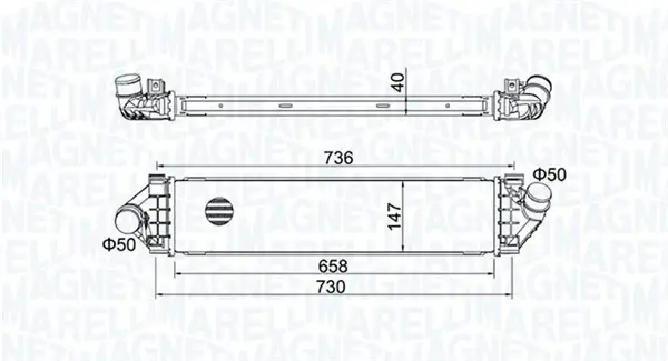 Інтеркулер VOLVO S60 II, S80 II, V60 I, V70 III FORD C-MAX, C-MAX II, FOCUS C-MAX, FOCUS II, FOCUS III, GALAXY II, GALAXY MK II, GRAND C-MAX, KUGA I, KUGA II, MONDEO IV 1.6-2.5ALK 10.03-12.19 Magneti Marelli 351319204270 (фото 1)