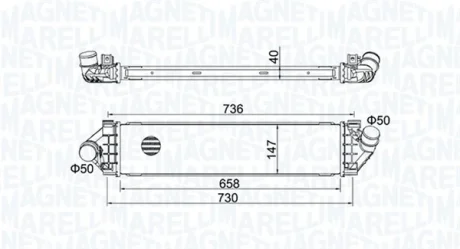 Інтеркулер VOLVO S60 II, S80 II, V60 I, V70 III FORD C-MAX, C-MAX II, FOCUS C-MAX, FOCUS II, FOCUS III, GALAXY II, GALAXY MK II, GRAND C-MAX, KUGA I, KUGA II, MONDEO IV 1.6-2.5ALK 10.03-12.19 Magneti Marelli 351319204270