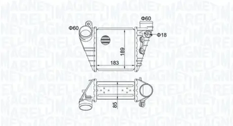 AUDI Інтеркулер A3, Golf, Skoda Octavia 1.8T/1.9TDI 96- MAGNETI MARELLI 351319204830