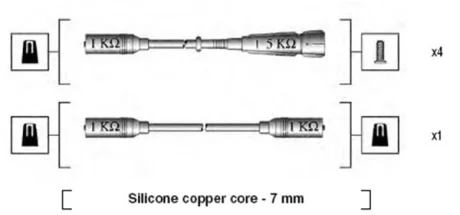 VW (5 шт!) К-т високовольтних проводів GOLF/VENTO 1,8 91-SEAT CORDOBA 1,4/1,6 -93 MAGNETI MARELLI 941175140755
