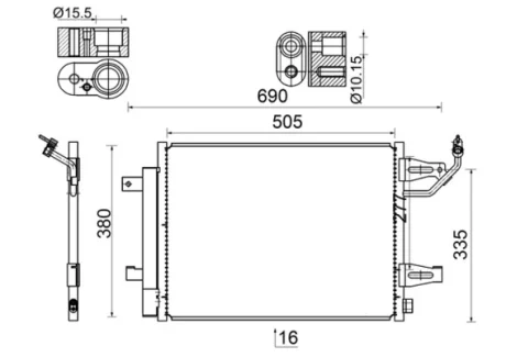 Радіатор кондиціонера Mitsubishi Colt 1.1-1.5 04-12/Smart Forfour 1.1-1.5 04-06 Mahle AC 509 000S