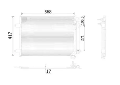 Радіатор кондиціонера VW CC/Passat 1.4-3.6 07-16 (417x568x17) MAHLE / KNECHT AC 734 000S