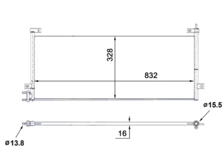Конденсатор кондиціонера 832x16 RVI C, K, T VOLVO FH, FH II, FH III, FH16, FH16 II, FH16 III 01.03- Mahle AC884000S