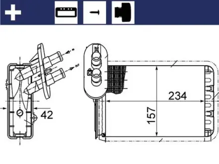 Радiатор опалення MAHLE / KNECHT AH 164 000S