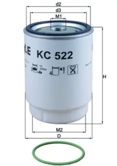Паливний фільтр MAN TGL I, TGL II, TGM I, TGM II, TGS I, TGS II, TGX I, TGX II D0834LFL40-D3876LF12 01.04- MAHLE / KNECHT KC 522D