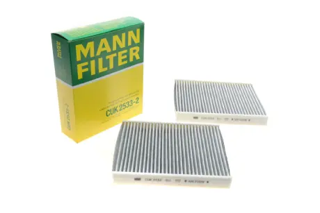 Фільтр салону BMW 5 (F10)/7 (F01) 2.0-6.0 08- (вугільний) (к-кт 2 шт.) MANN CUK2533-2