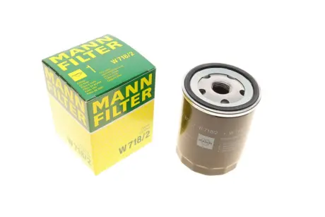 Масляний фільтр ALFA ROMEO 145, 146, 155, 164, 75, 90, AR 6, GTV, RZ, SPIDER, SZ FIAT 124, 124 SPIDER, 131, 147, BRAVA, BRAVO I, CROMA, DUCATO, DUNA, FIORINO, FIORINO/MINIVAN 1.0-3.0 01.66- MANN W718/2