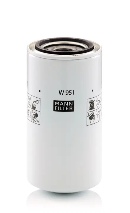 Масляний фільтр (фільтр, що вгвинчується) ABG SD200DX, SD200F AG CHEM 1254 AKTIV FISCHER M 800 ALLIS CHALMERS 715, 715D AMMANN ASC 110 D, ASC 150 D, ASC 70, ASC 90 D BERLIET 550K BOMAG BW284 Mann W951 (фото 1)