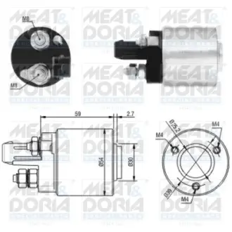 MEATDORIA AUDI Магнітний перемикач стартера A3 (8L1) 1.6 00-03, SEAT AROSA (6H1) 1.4 TDI 00-04, SKODA OCTAVIA I (1U2) 1.6 97-07, VW BORA I (1J2) 1.9 TDI 00-05 MEAT&DORIA 46105