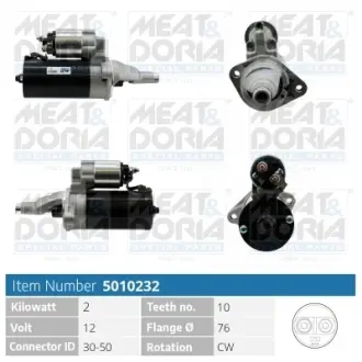 MEATDORIA AUDI Стартер A4 B5 (8D2) 2.5 TDI 97-00, SKODA SUPERB I (3U4) 2.5 TDI 01-03, VW PASSAT B5.5 (3B3) 2.5 TDI 00-05 MEAT&DORIA 5010232