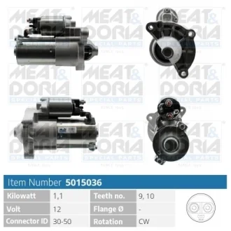 CITROEN Стартер 12V 0.9kW Berlingo,C2/3,Nemo,Peugeot 206/307,Partner Meat & Doria 5015036