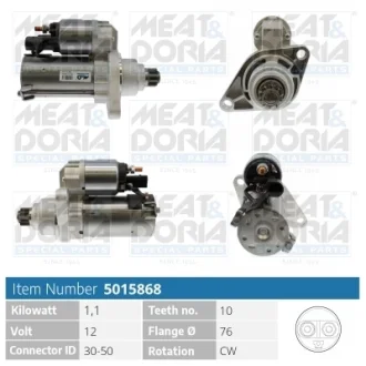 MEATDORIA AUDI Стартер A3 (8P1) 1.8 TFSI 06-12, SEAT, SKODA, VW Meat & Doria 5015868