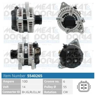 TOYOTA Генератор AURIS 1.6 09-12, RAV 4 III 2.0 4WD 08-13 Meat & Doria 5540265