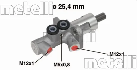 Циліндр гальмівний (головний) Audi A4/A6/Skoda Superb/VW Passat 1.6-4.2 97-09 (d=25.4mm) (Aluminium) Metelli 05-0613