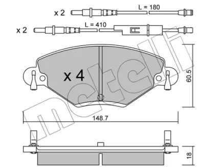 Колодки гальмівні (передні) Citroen C5 01- (з датчиком) Metelli 22-0331-0
