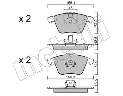 Колодки гальмівні (передні) Ford Focus/Mazda 3/Volvo C30/C70/S40/V50/Opel Vectra C 05-14/V40 12- Metelli 22-0549-3