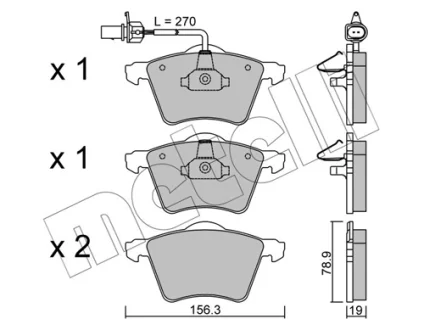 Колодки гальмівні (передні) Ford Galaxy 92-06/Seat Alhambra/VW Sharan 95-10 (+ датчики) Metelli 22-0550-0