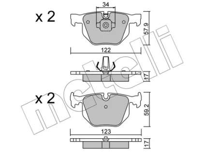 Гальмівні колодки (задн) BMW 7 (E65/E66/E67) 01-08 Metelli 22-0561-0