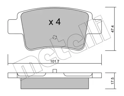 Колодки гальмівні (задні) Fiat Grande Punto 05-/Opel Corsa D 06-14 Metelli 22-0705-0