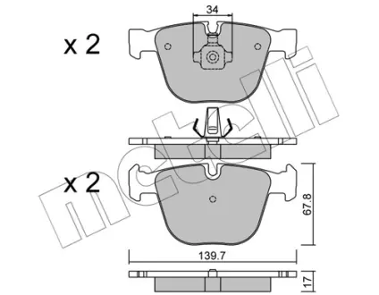 Колодки гальмівні (задні) BMW 5 (E60/65)/X5 (E70/F15)/X6 (E71/E72) 3.0-4.4 08- Metelli 22-0773-0