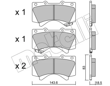 Колодки гальмівні (передні) Toyota Land Cruiser Prado 09-/200/Sequoia/Tundra/Lexus LX 07- Metelli 22-0821-0 (фото 1)