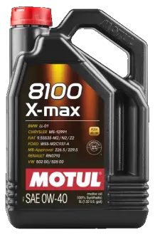 5л 8100 X-max 0W-40 Олива синтетична A3/B4, SP, VW 502 00 505 00, LL-01, WSS-M2C937-A, MB 229.5 MOTUL 104533