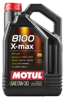 5л 8100 X-max 0W-30 Олива синтетична A3, B4, BMW Longlife-01, MB 229.5, VOLVO VCC 95200356, Renault RN 0700, Renault RN 0710, VW 502.00, VW 505.00 Motul 106571