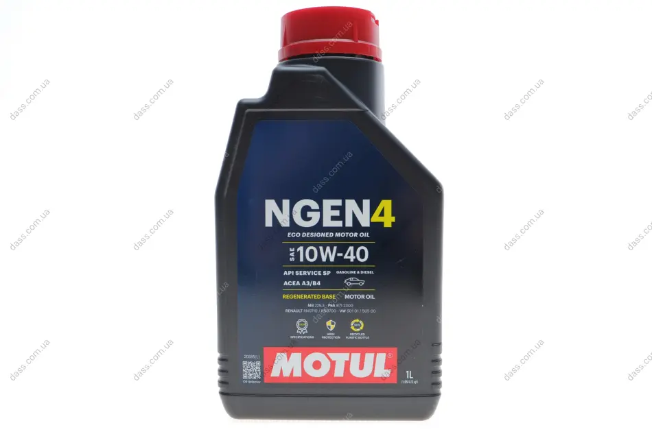 Олива 10W40 NGEN 4 (1L) (MB 229.3/RN0710/RN0700/PSA B71 2300/VW 501 01/VW505 00) (113058) Motul 387801 (фото 1)