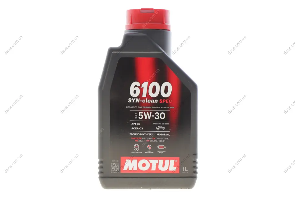Олива 5W30 6100 Syn-clean Spec (1L) (CHRYSLER MS-11106/MB 229.51/VW 505 00/505 01) (113153) Motul 814311 (фото 1)
