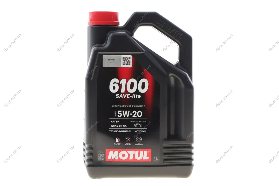 Олива 5W20 6100 Save-lite (4L) (API PERFORMANCE SP/ILSAC GF-6A) (113139) Motul 842150 (фото 1)