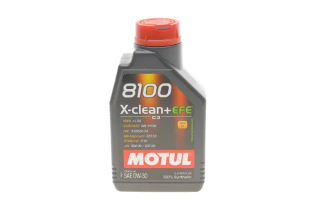 Олива 0W30 8100 X-clean+EFE (1L) (LL-04/VW 504 00/507 00/MB 229.52/Porsche C30) (111657) Motul 853911