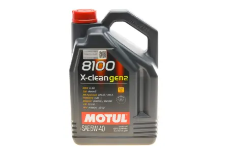 Олива 5W40 X-clean 8100 gen2 (5L) (BMW LL-04/MB 229.52/MB 226.5/RN0710/RN0700) 109762 MOTUL 854151 gen2