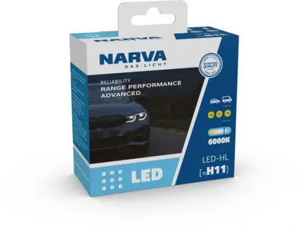 Автолампа H11/H9 12/24V 19W PGJ19-2/5 Perforce Advance LED 6000K 1700lm (к-кт 2шт.) NARVA 181848100